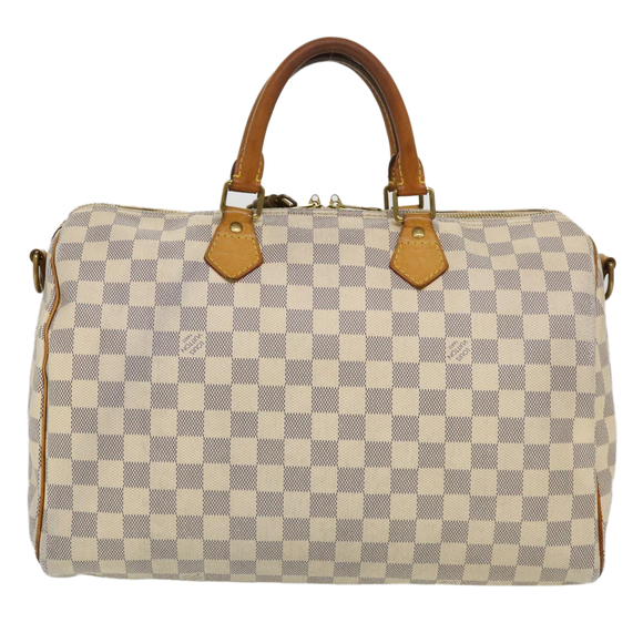 LOUIS VUITTON Damier Azur Speedy Bandouliere 35 Hand Bag N41002 LV Auth 39036 - Picture 2 of 16